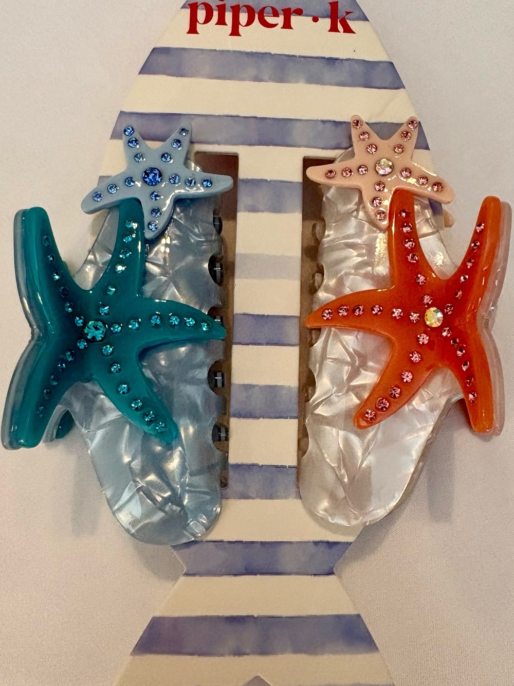 Piper K Seahorse Starfish Hair Claw Clip Set Of 2 NEW Summer Fun Vacation Cruise
